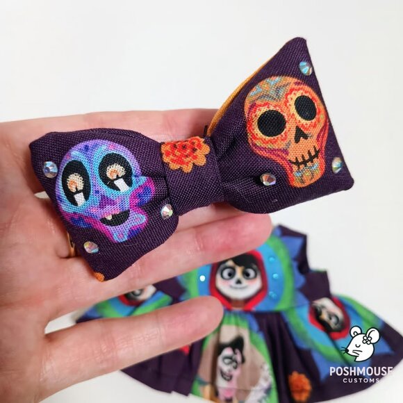 Dia De Los Muertos Disney Coco Miguel Dress and Skull Bow for Labubu - Picture 3 of 9